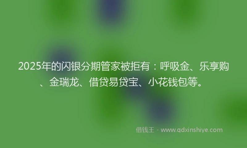 2025年的闪银分期管家被拒有：呼吸金、乐享购、金瑞龙、借贷易贷宝、小花钱包等。
