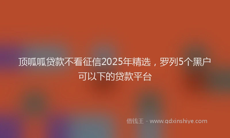 顶呱呱贷款不看征信2025年精选，罗列5个黑户可以下的贷款平台