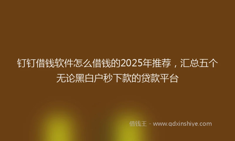 钉钉借钱软件怎么借钱的2025年推荐，汇总五个无论黑白户秒下款的贷款平台