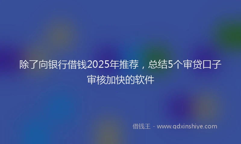 除了向银行借钱2025年推荐，总结5个审贷口子审核加快的软件