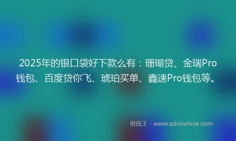 2025年的银口袋好下款么有：珊瑚贷、金瑞Pro钱包、百度贷你飞、琥珀买单、鑫速Pro钱包等。