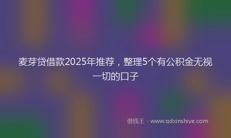 麦芽贷借款2025年推荐，整理5个有公积金无视一切的口子