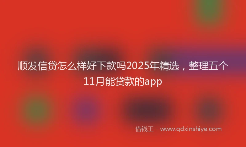 顺发信贷怎么样好下款吗2025年精选，整理五个11月能贷款的app