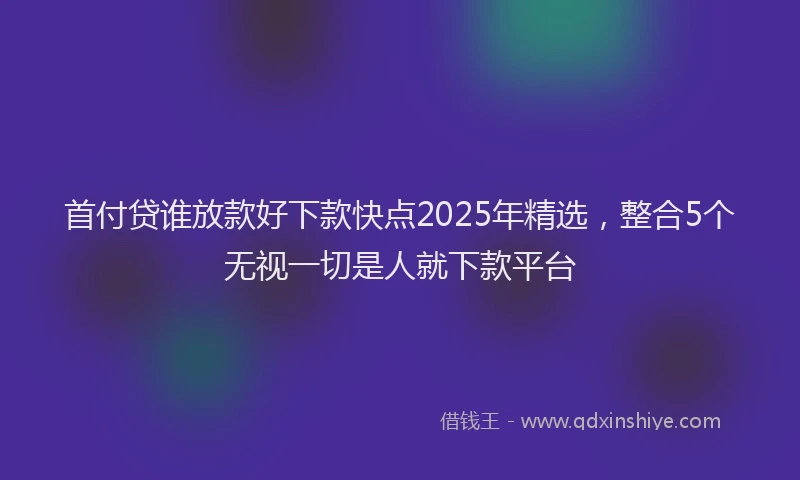 首付贷谁放款好下款快点2025年精选，整合5个无视一切是人就下款平台