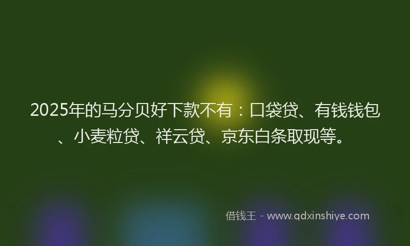 2025年的马分贝好下款不有：口袋贷、有钱钱包、小麦粒贷、祥云贷、京东白条取现等。