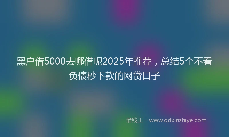 黑户借5000去哪借呢2025年推荐，总结5个不看负债秒下款的网贷口子