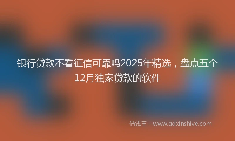 银行贷款不看征信可靠吗2025年精选，盘点五个12月独家贷款的软件