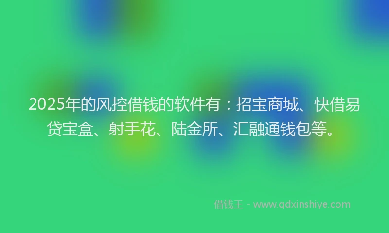 2025年的风控借钱的软件有：招宝商城、快借易贷宝盒、射手花、陆金所、汇融通钱包等。