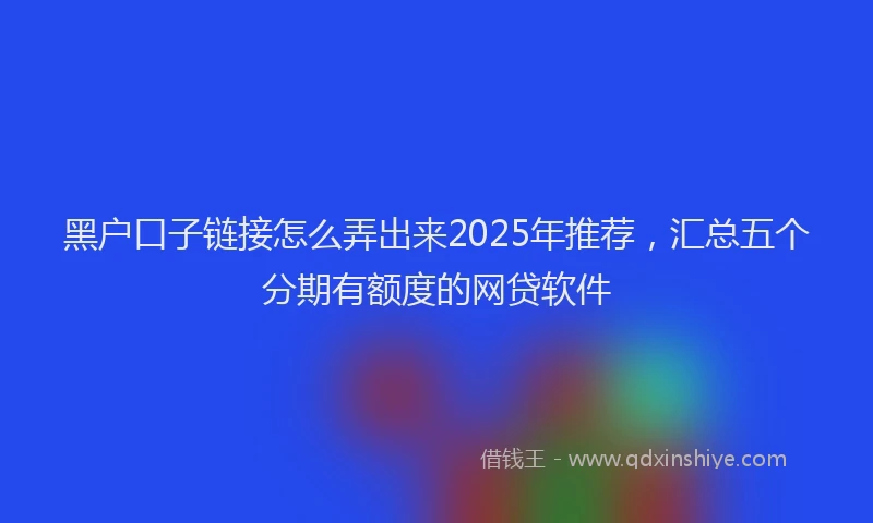 黑户口子链接怎么弄出来2025年推荐，汇总五个分期有额度的网贷软件