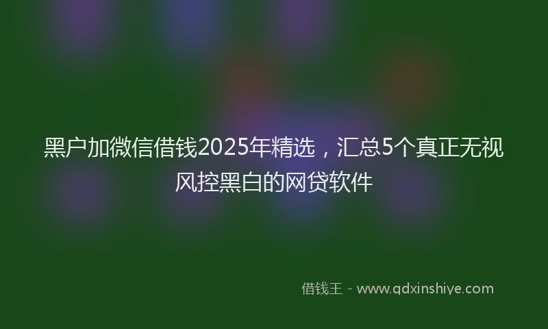 黑户加微信借钱2025年精选，汇总5个真正无视风控黑白的网贷软件