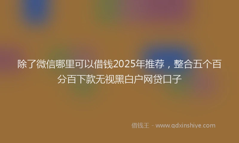 除了微信哪里可以借钱2025年推荐，整合五个百分百下款无视黑白户网贷口子