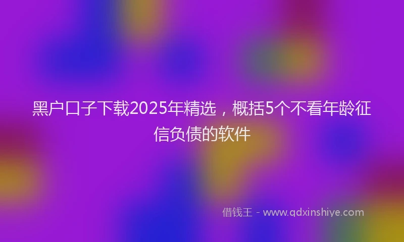 黑户口子下载2025年精选，概括5个不看年龄征信负债的软件