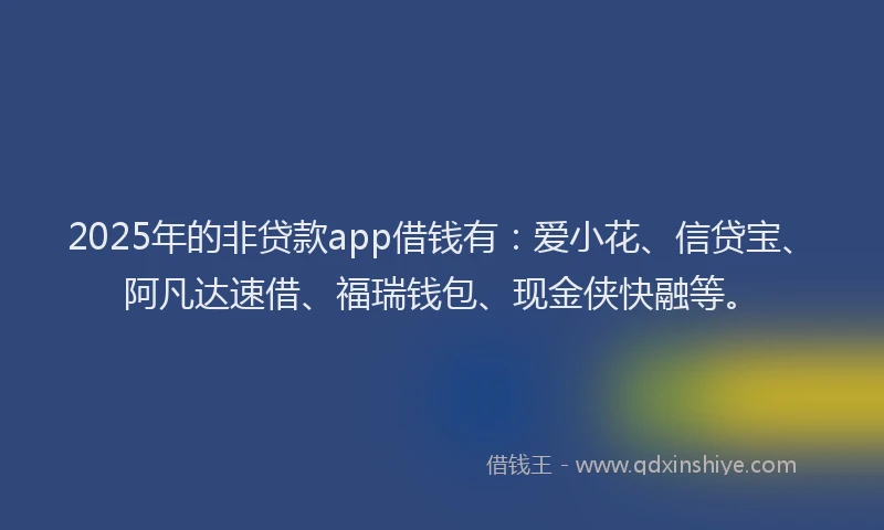 2025年的非贷款app借钱有：爱小花、信贷宝、阿凡达速借、福瑞钱包、现金侠快融等。