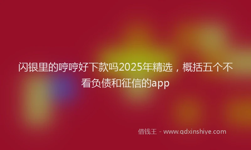 闪银里的哼哼好下款吗2025年精选，概括五个不看负债和征信的app