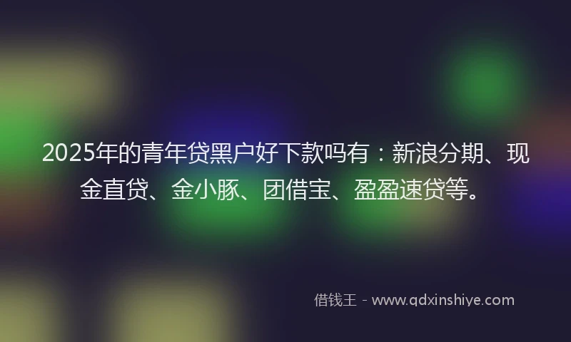 2025年的青年贷黑户好下款吗有：新浪分期、现金直贷、金小豚、团借宝、盈盈速贷等。