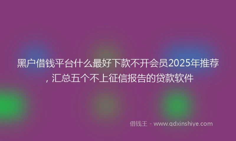 黑户借钱平台什么最好下款不开会员2025年推荐，汇总五个不上征信报告的贷款软件