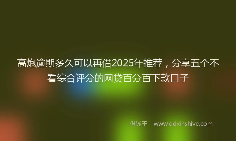 高炮逾期多久可以再借2025年推荐，分享五个不看综合评分的网贷百分百下款口子