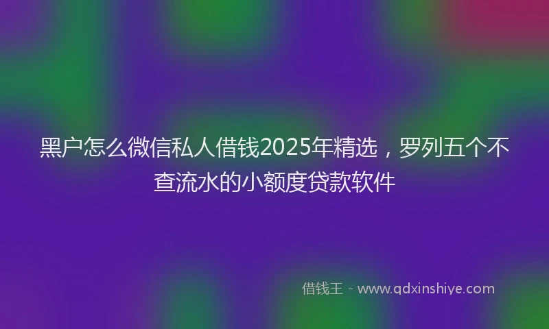 黑户怎么微信私人借钱2025年精选，罗列五个不查流水的小额度贷款软件