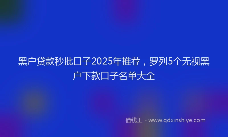 黑户贷款秒批口子2025年推荐，罗列5个无视黑户下款口子名单大全