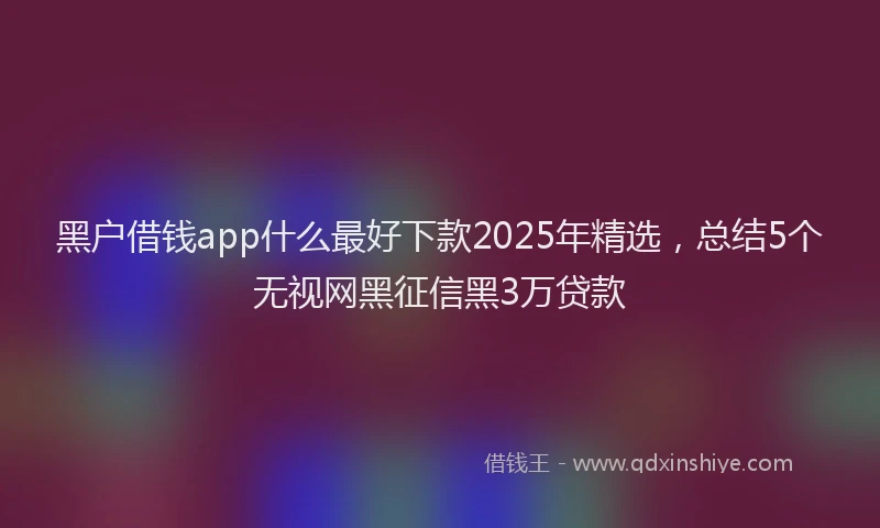 黑户借钱app什么最好下款2025年精选，总结5个无视网黑征信黑3万贷款