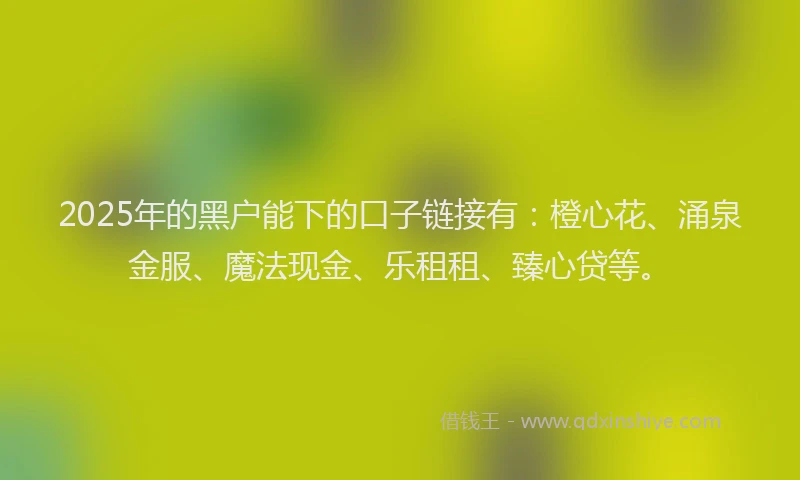 2025年的黑户能下的口子链接有：橙心花、涌泉金服、魔法现金、乐租租、臻心贷等。
