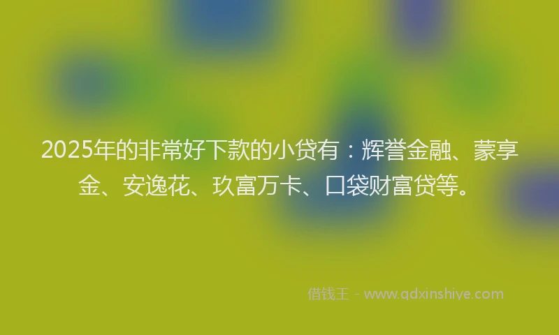 2025年的非常好下款的小贷有：辉誉金融、蒙享金、安逸花、玖富万卡、口袋财富贷等。