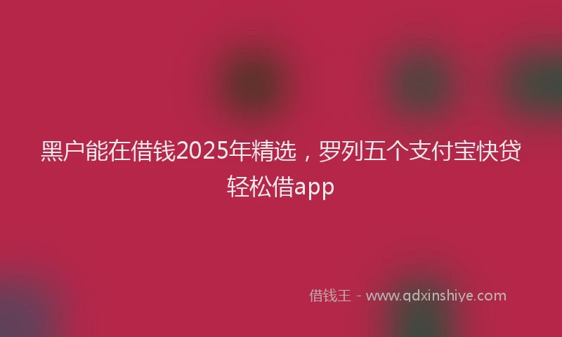 黑户能在借钱2025年精选，罗列五个支付宝快贷轻松借app