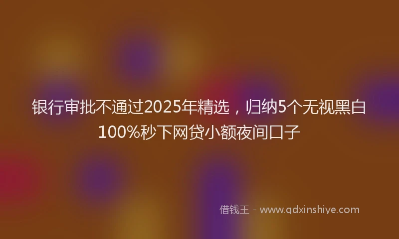 银行审批不通过2025年精选，归纳5个无视黑白100%秒下网贷小额夜间口子