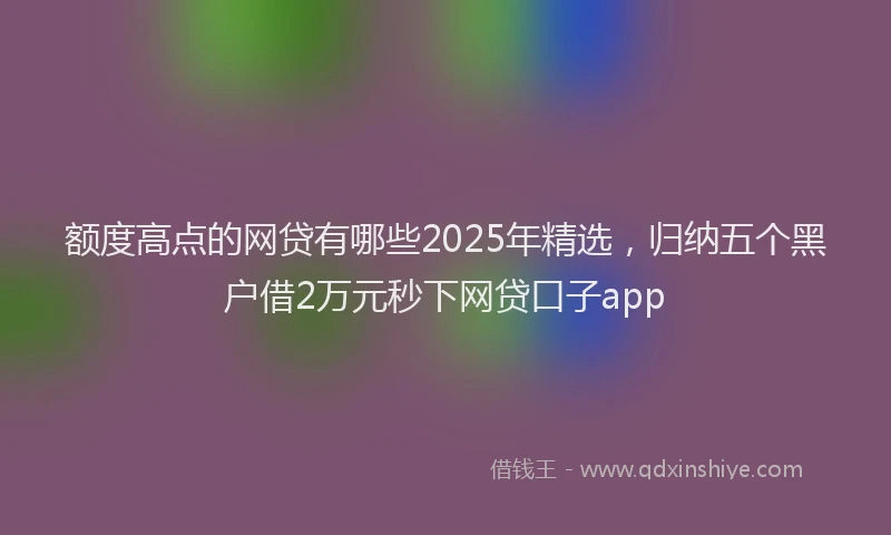额度高点的网贷有哪些2025年精选，归纳五个黑户借2万元秒下网贷口子app