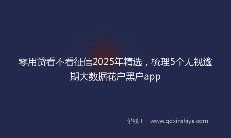 零用贷看不看征信2025年精选，梳理5个无视逾期大数据花户黑户app