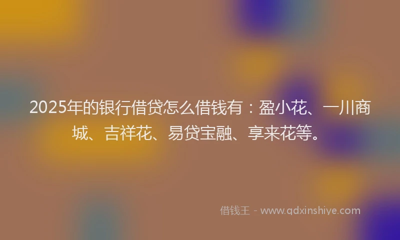2025年的银行借贷怎么借钱有：盈小花、一川商城、吉祥花、易贷宝融、享来花等。
