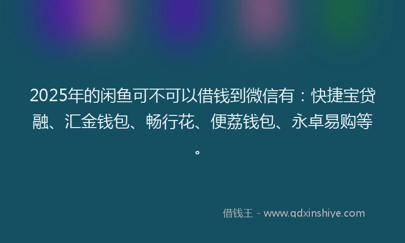 2025年的闲鱼可不可以借钱到微信有：快捷宝贷融、汇金钱包、畅行花、便荔钱包、永卓易购等。