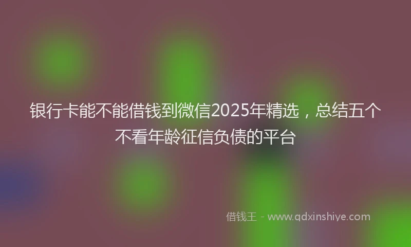 银行卡能不能借钱到微信2025年精选，总结五个不看年龄征信负债的平台