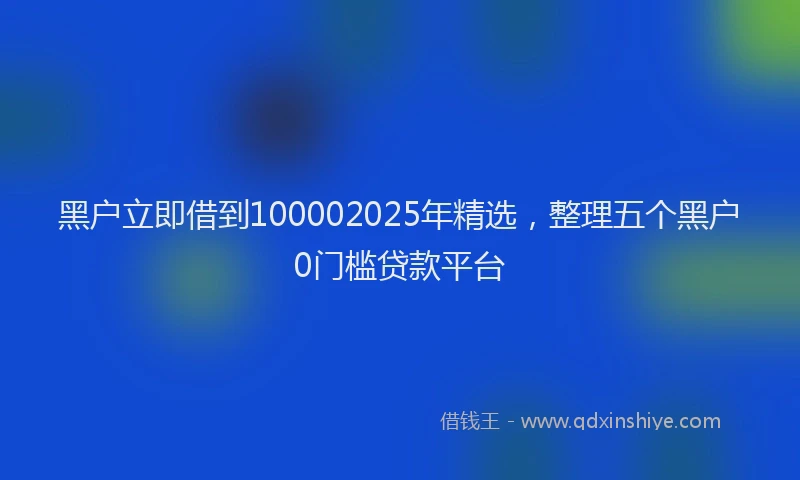 黑户立即借到100002025年精选，整理五个黑户0门槛贷款平台