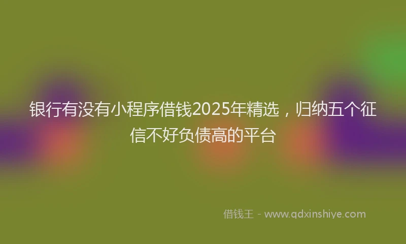 银行有没有小程序借钱2025年精选，归纳五个征信不好负债高的平台