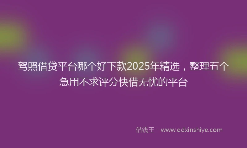 驾照借贷平台哪个好下款2025年精选，整理五个急用不求评分快借无忧的平台
