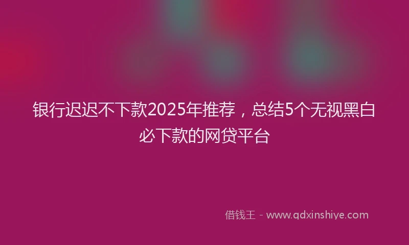 银行迟迟不下款2025年推荐，总结5个无视黑白必下款的网贷平台