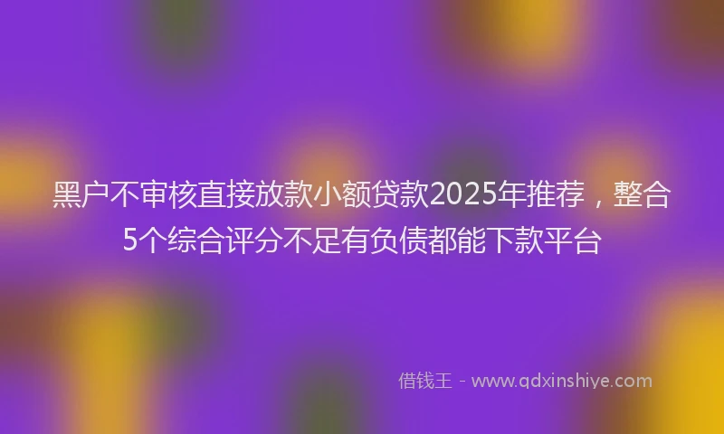 黑户不审核直接放款小额贷款2025年推荐，整合5个综合评分不足有负债都能下款平台