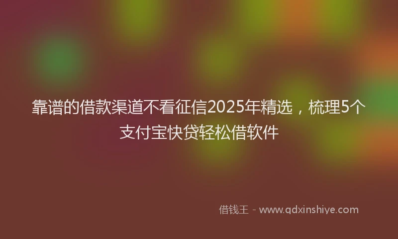 靠谱的借款渠道不看征信2025年精选，梳理5个支付宝快贷轻松借软件