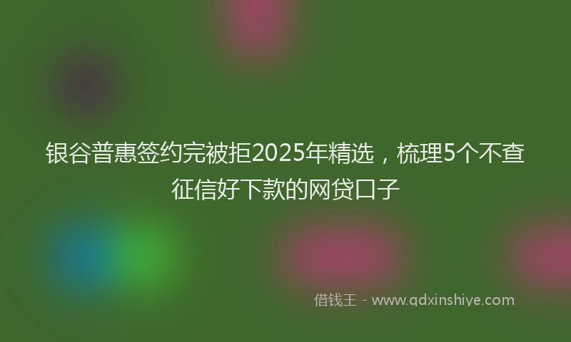 银谷普惠签约完被拒2025年精选，梳理5个不查征信好下款的网贷口子