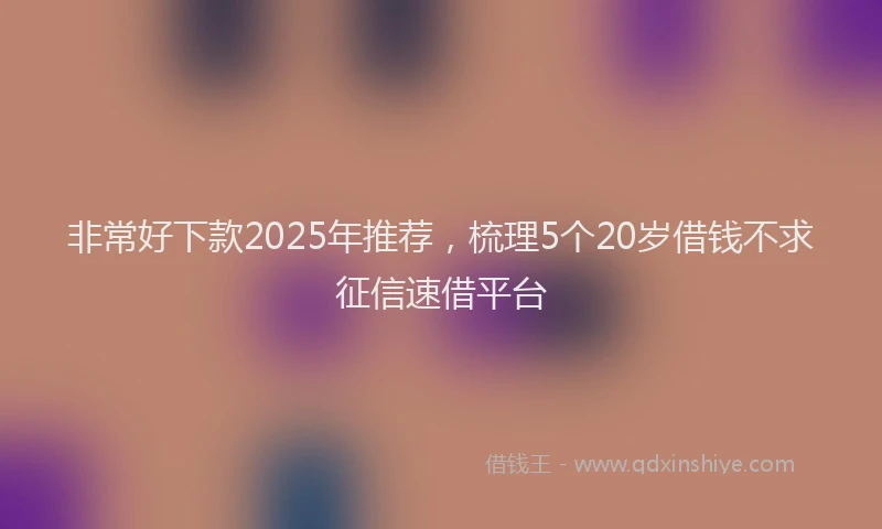 非常好下款2025年推荐，梳理5个20岁借钱不求征信速借平台