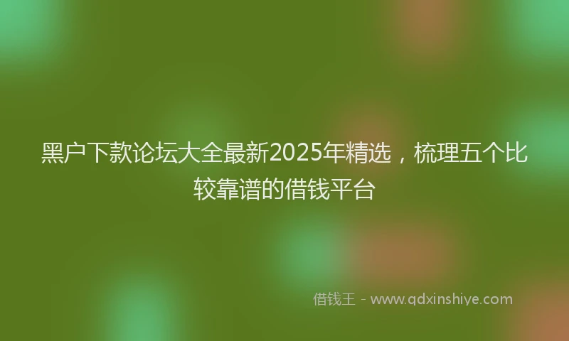 黑户下款论坛大全最新2025年精选，梳理五个比较靠谱的借钱平台