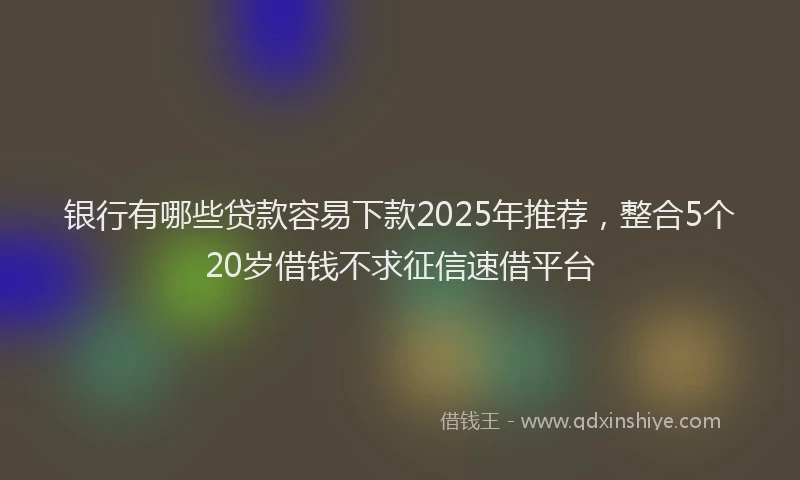 银行有哪些贷款容易下款2025年推荐，整合5个20岁借钱不求征信速借平台