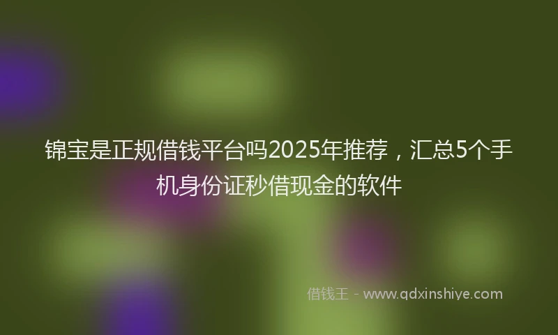 锦宝是正规借钱平台吗2025年推荐，汇总5个手机身份证秒借现金的软件