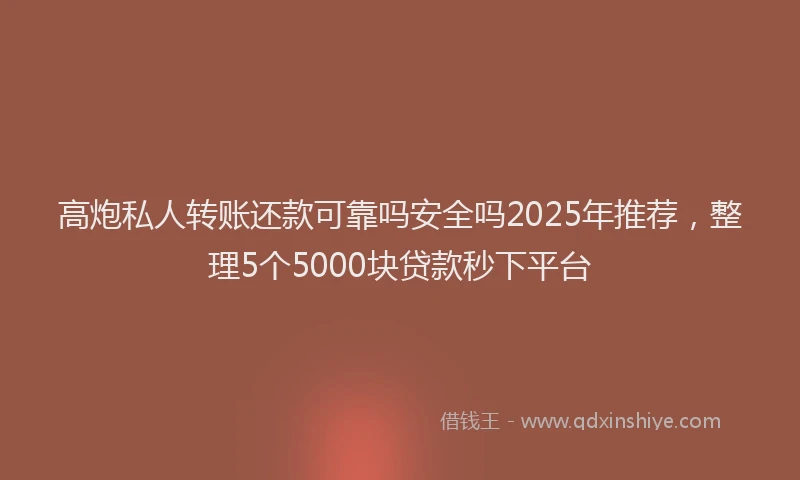 高炮私人转账还款可靠吗安全吗2025年推荐，整理5个5000块贷款秒下平台