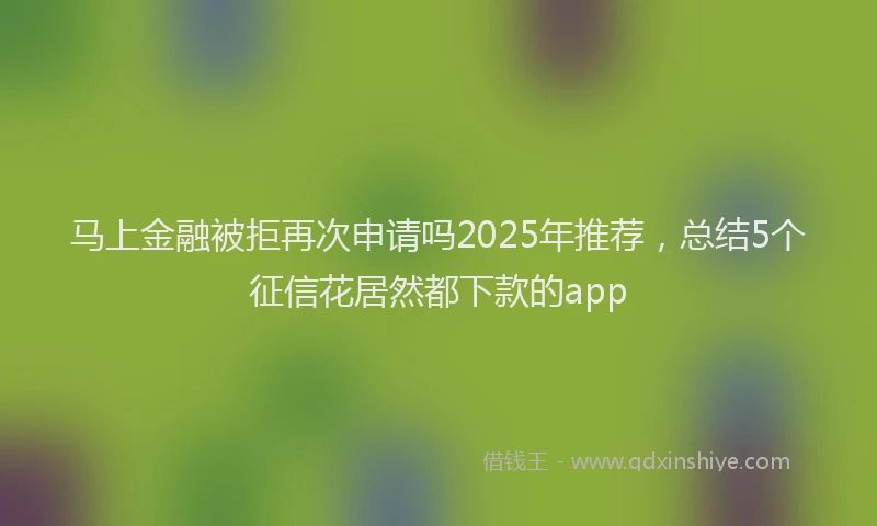 马上金融被拒再次申请吗2025年推荐，总结5个征信花居然都下款的app