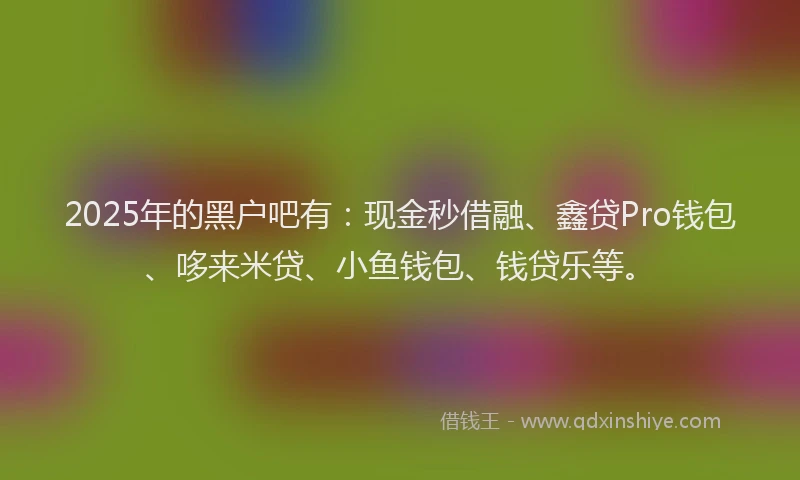 2025年的黑户吧有：现金秒借融、鑫贷Pro钱包、哆来米贷、小鱼钱包、钱贷乐等。