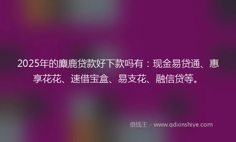 2025年的麋鹿贷款好下款吗有：现金易贷通、惠享花花、速借宝盒、易支花、融信贷等。