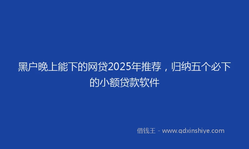 黑户晚上能下的网贷2025年推荐，归纳五个必下的小额贷款软件