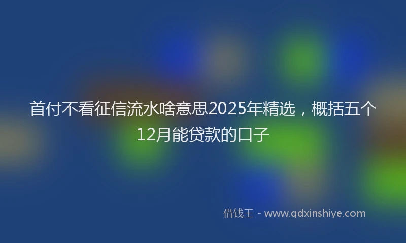 首付不看征信流水啥意思2025年精选，概括五个12月能贷款的口子